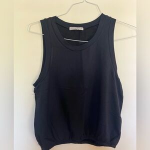 Stateside black knit tank with elastic along hemline, size  M